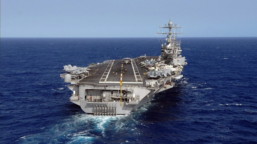 080327-N-7981E-725 PACIFIC OCEAN (March 27, 2008)- Nimitz-class aircraft carrier USS Abraham Lincoln (CVN 72) underway off the coast of Hawaii. Lincoln, embarked Carrier Air Wing Two, and the rest of Carrier Strike Group Nine are underway for a scheduled seven-month deployment to the 5th Fleet area of responsibility. U.S. Navy photo by Mass Communication Specialist 2nd Class James R. Evans (RELEASED)