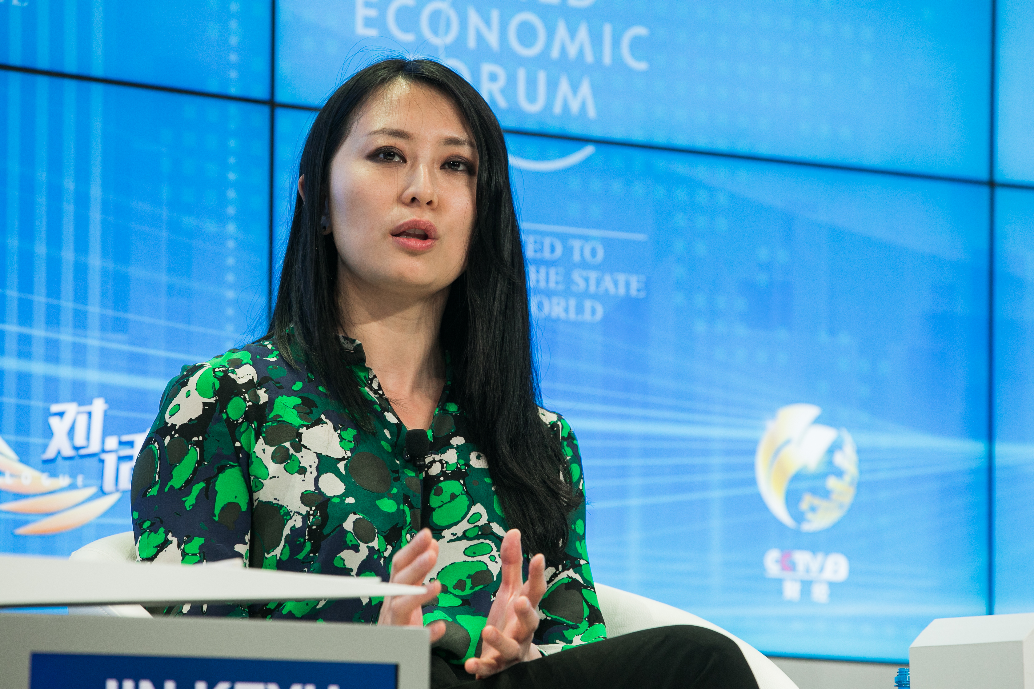 Jin Keyu, Professor of Economics, London School of Economics and Political Science, United Kingdom speaking during the Session "China in the New Era" at the Annual Meeting 2018 of the World Economic Forum in Davos, January 24, 2018.Copyright by World Economic Forum / Jakob Polacsek