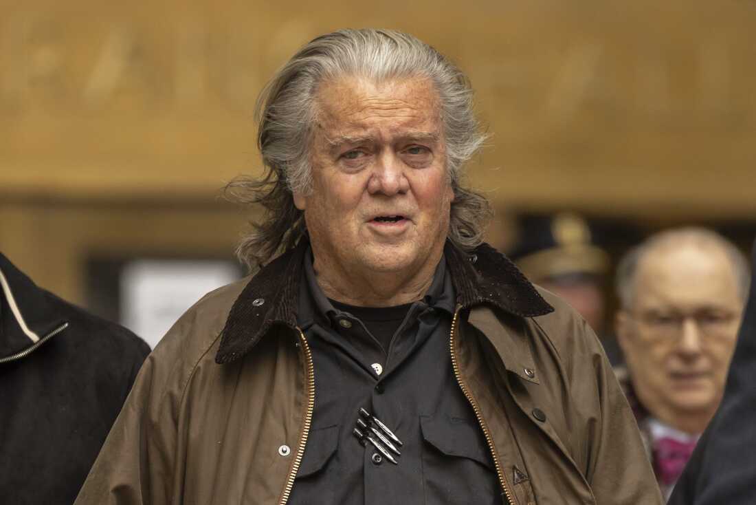 Steve Bannon exits court in New York, Tuesday, Feb. 11, 2025. (AP Photo/Yuki Iwamura)
